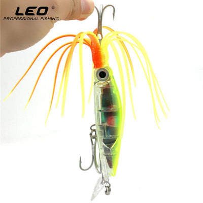 LEO Lifelike Big Octopus Squid Jig Fishing Lure 14cm/40g Hard Plastic Artificial Bait - Korvel