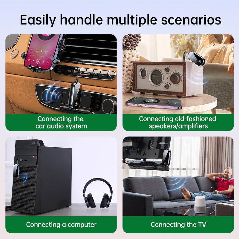 Two to two Bluetooth receiver transmitter 2-in-1 car Bluetooth adapter, airplane, ship, gym - Korvel