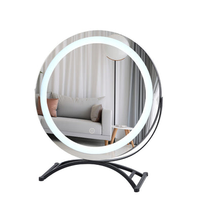 Round Black LED Makeup Mirror for Dressing Table