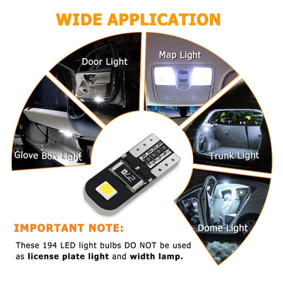10Pcs W5W T10 LED Canbus Light Bulbs for Audi BMW VW Mercedes Car Interior Dome Light Trunk Lamp Parking Lights Error Free 12V - Korvel
