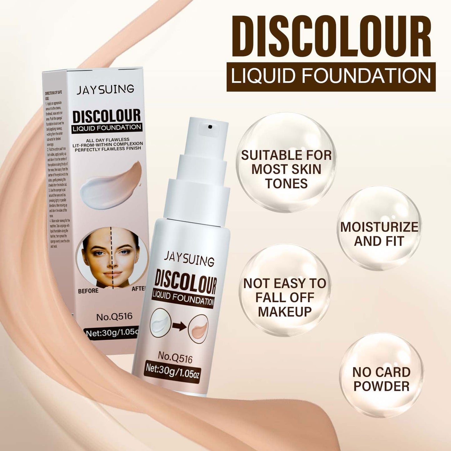 Warm Up Liquid Foundation - Brightening Skin Tone Concealer
