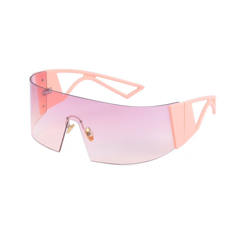 Trendy One Piece Large Frame Sunglasses for Outdoor Activities