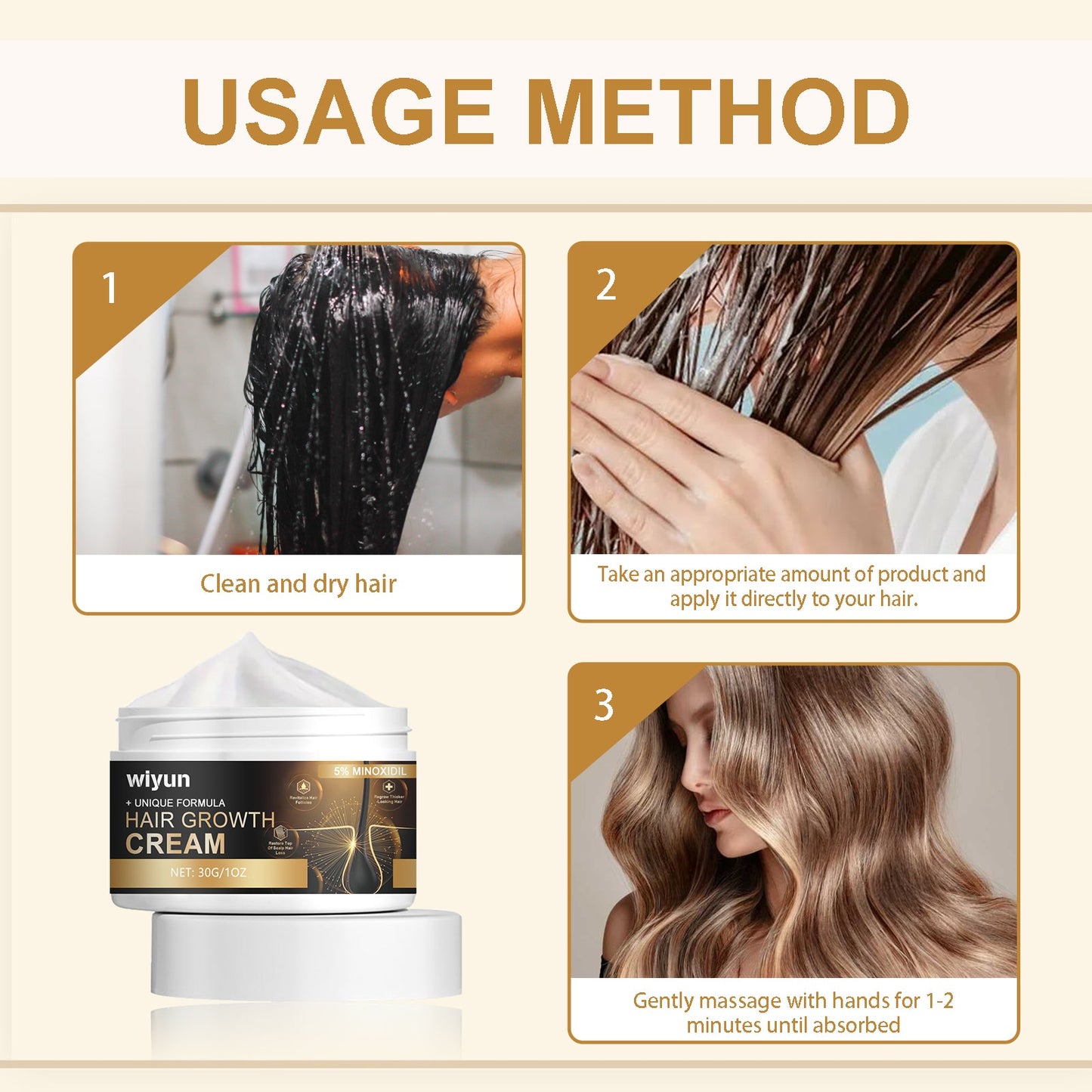 Hair Growth Cream, Thick Hair Strong Hair Nourish Scalp Hair Root Smooth Furry Split Hair Cream - Korvel