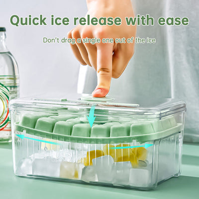 Press Type Ice Cube Ice Box Refrigerator Ice Cube Artifact Silicone Mold With Cover Household Sealed Food Grade Ice Maker - Korvel