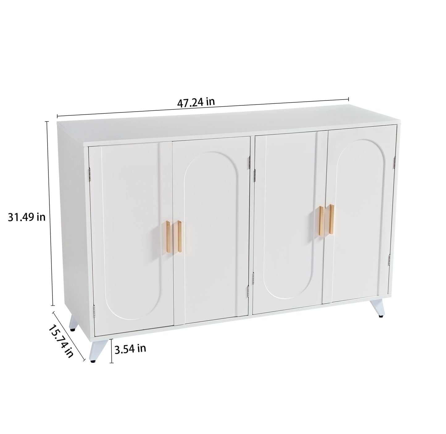 Sideboard Buffet cabinet with 4 doors and removable shelves, for living room, dining room, ivory white - Korvel