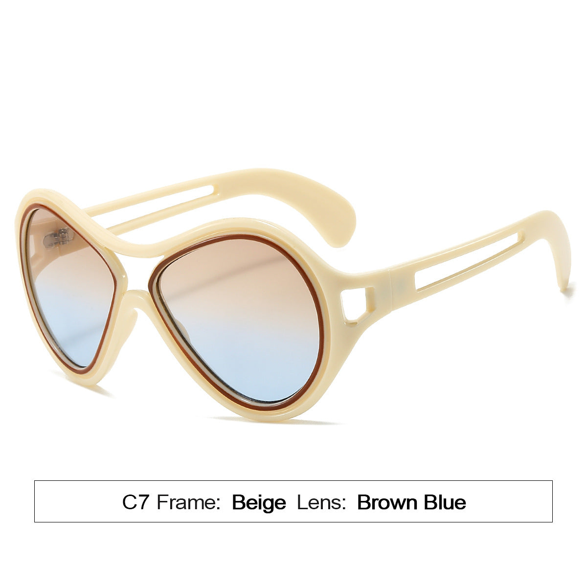 New European and American Sunglasses for Women UV400 Fashion Double Beam Round Frame Personalized PC Hollow Sunscreen Sunglasses - Korvel