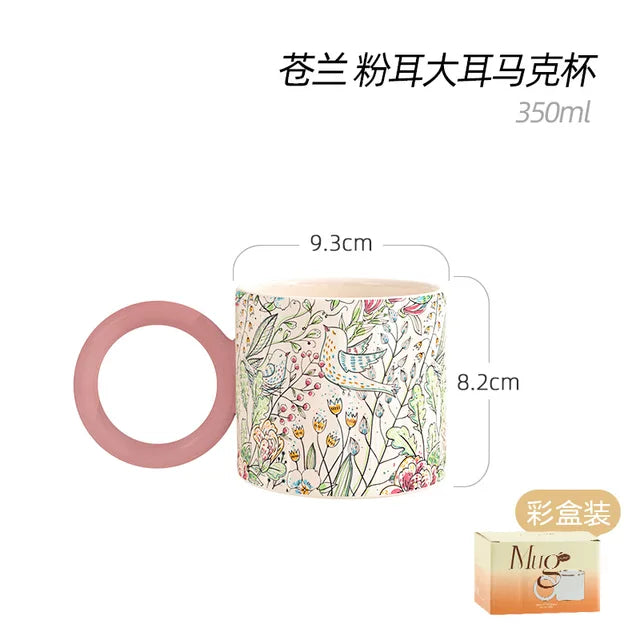 British Style Ceramic Mug Cute Coffee Cups Personality Gift Household Color Painting Kawaii Girls Breakfast Oat Milk Mugs - Korvel