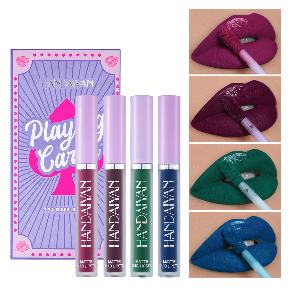 HANDAIYAN Playing Card Lipstick Set - 4 Matte Shades