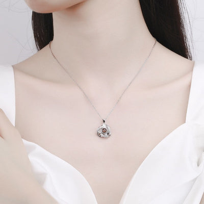 100 languages, I love you. Projection necklace, simple and fashionable, spiral pendant, collarbone chain - Korvel