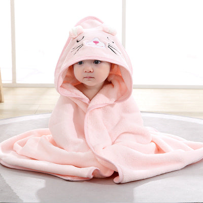 Serviette de bain pour bébé en polaire corail avec motifs de dessins animés