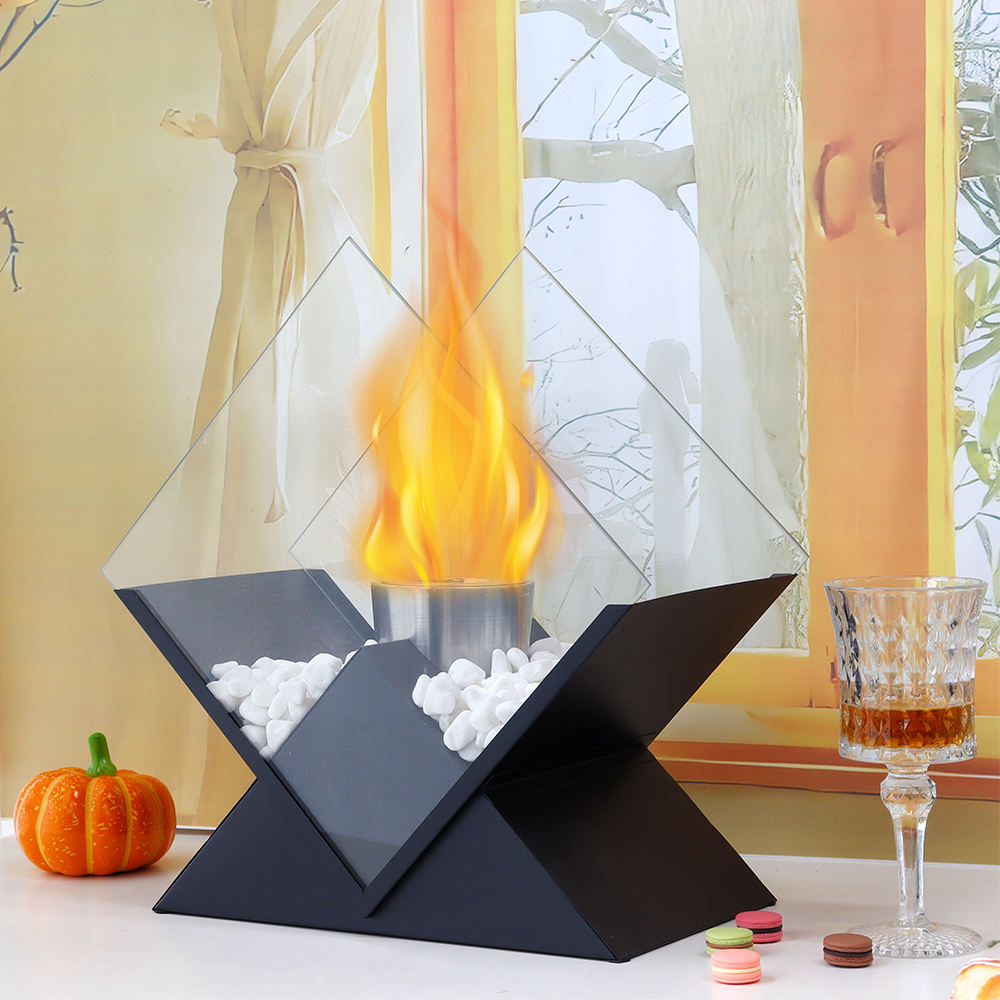 Desktop alcohol fireplace diamond shaped brazier indoor and outdoor portable stove true fire burning - Korvel