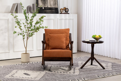 woven fabric Mid Century Modern Accent Chairs Comfy Upholstered Glider Arm Chair with Solid Wood for Living Room Bedroom Balcony - Korvel