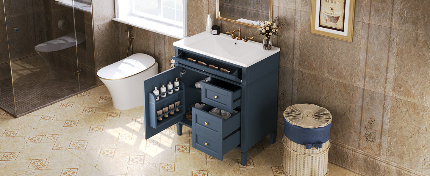 Meuble de salle de bain moderne de 30 pouces avec lavabo et rangement