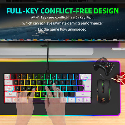 Mini 61 Key RGB Keyboard and Mouse Set Type-C Keyline Separate Connection Gaming Keyboard and Mouse - Korvel