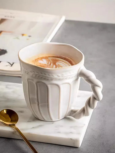 350MLCreative personality mug breakfast cereal milk cute ceramic cup daily household large-capacity insulated coffee oatmeal cup - Korvel