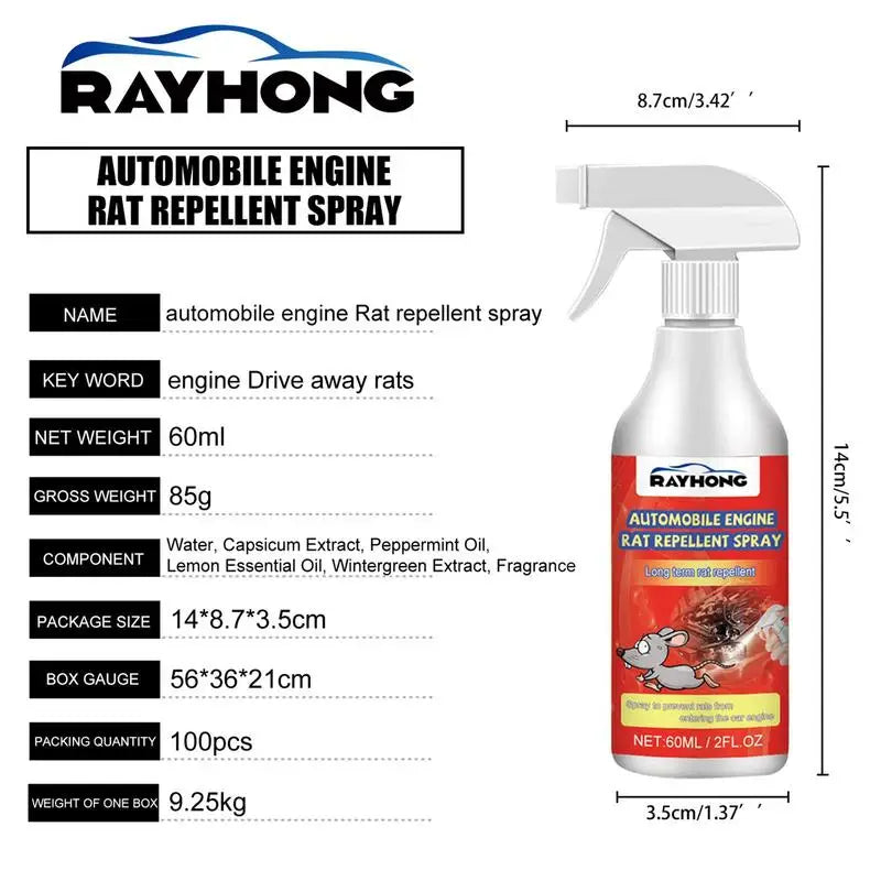 Spray répulsif premium contre les rongeurs pour voitures - 60ML