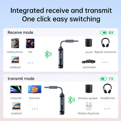 Two to two Bluetooth receiver transmitter 2-in-1 car Bluetooth adapter, airplane, ship, gym - Korvel