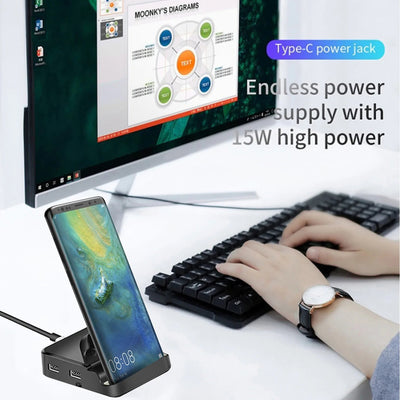 8 in 1 Type C HUB Docking Station Phone Stand USB C To HDMI-compatible Dock Power Charger Adapter For MacBook For Samsung HUAWEI - Korvel