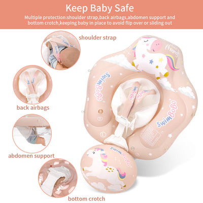 Swimbobo Baby Swimming Ring Lying Ring Children's Swimming Ring Armpit Ring Sunscreen Shade Pink Pony - Korvel