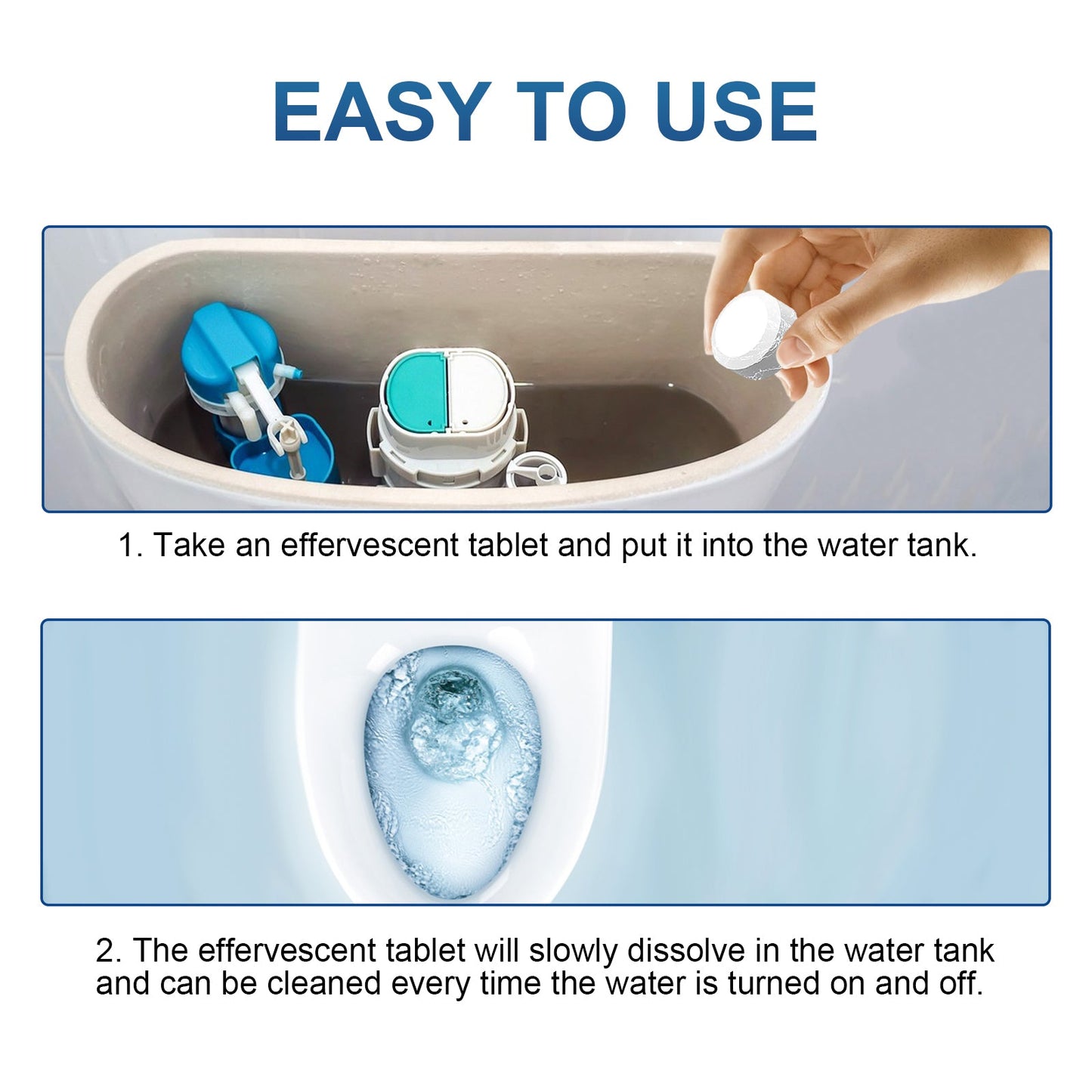 Cleaning Tablets, Household Toilet Odor-Stain Remover Descaling Decontamination Effervescent Cleaning Tablets - Korvel