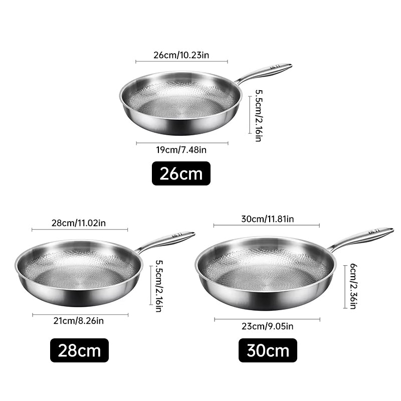German uncoated pure titanium frying pan with fish - scale hammer pattern. Non - stick, ideal for household steak frying, a piec - Korvel