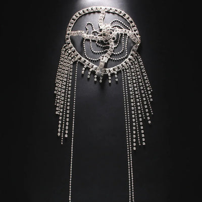 New Tassel Hair Chain Bridal Headpiece for Women Rave Accessories Stage Rhinestone Geometric Head Chain Hat Jewelry Gifts - Korvel