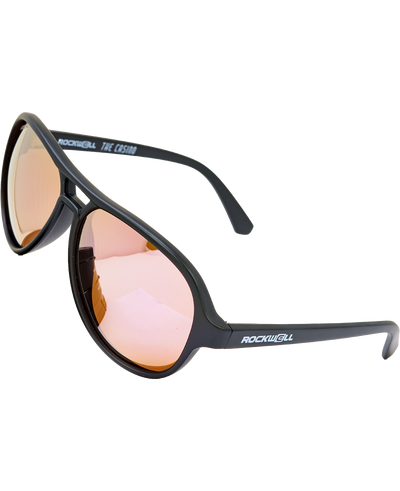 Casino Sunglasses - Black & Pink Mirror Polarized Lenses - Korvel