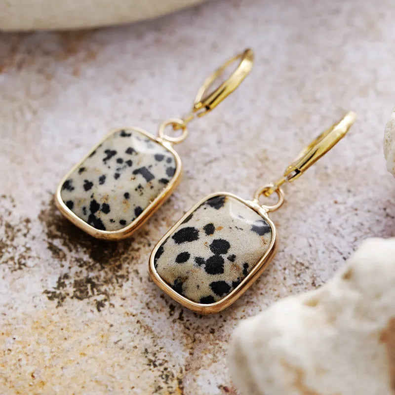 Copper Natural Stone Dangle Earrings - Korvel