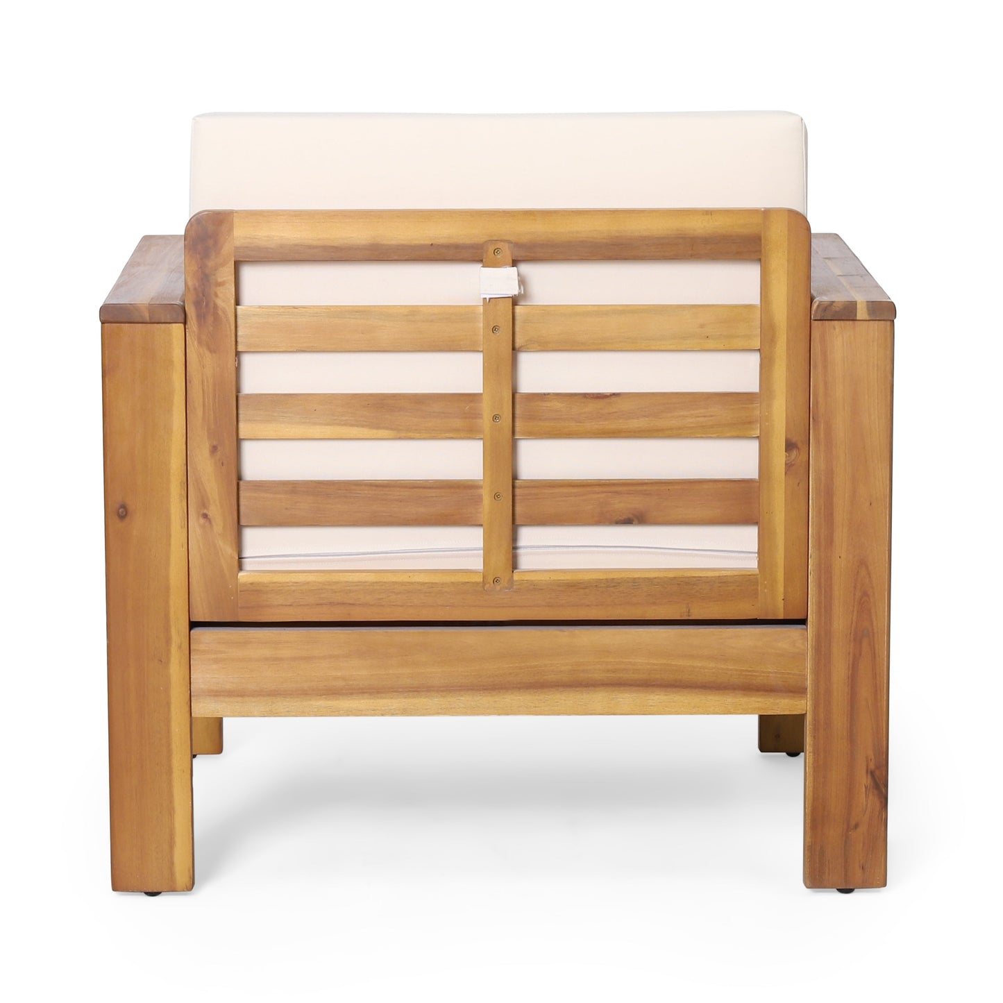 ( Set of 2) Outdoor Acacia Wood Club Chairs with Cushions, Teak+Beige, 27.75"D x 32"W x 27.75"H - Korvel