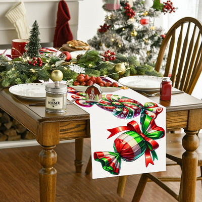 Christmas candy printed table flag new Christmas table decoration tablecloth mat holiday party tablecloth - Korvel
