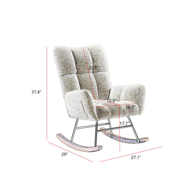 Off White Teddy Fabric Rocking Chair