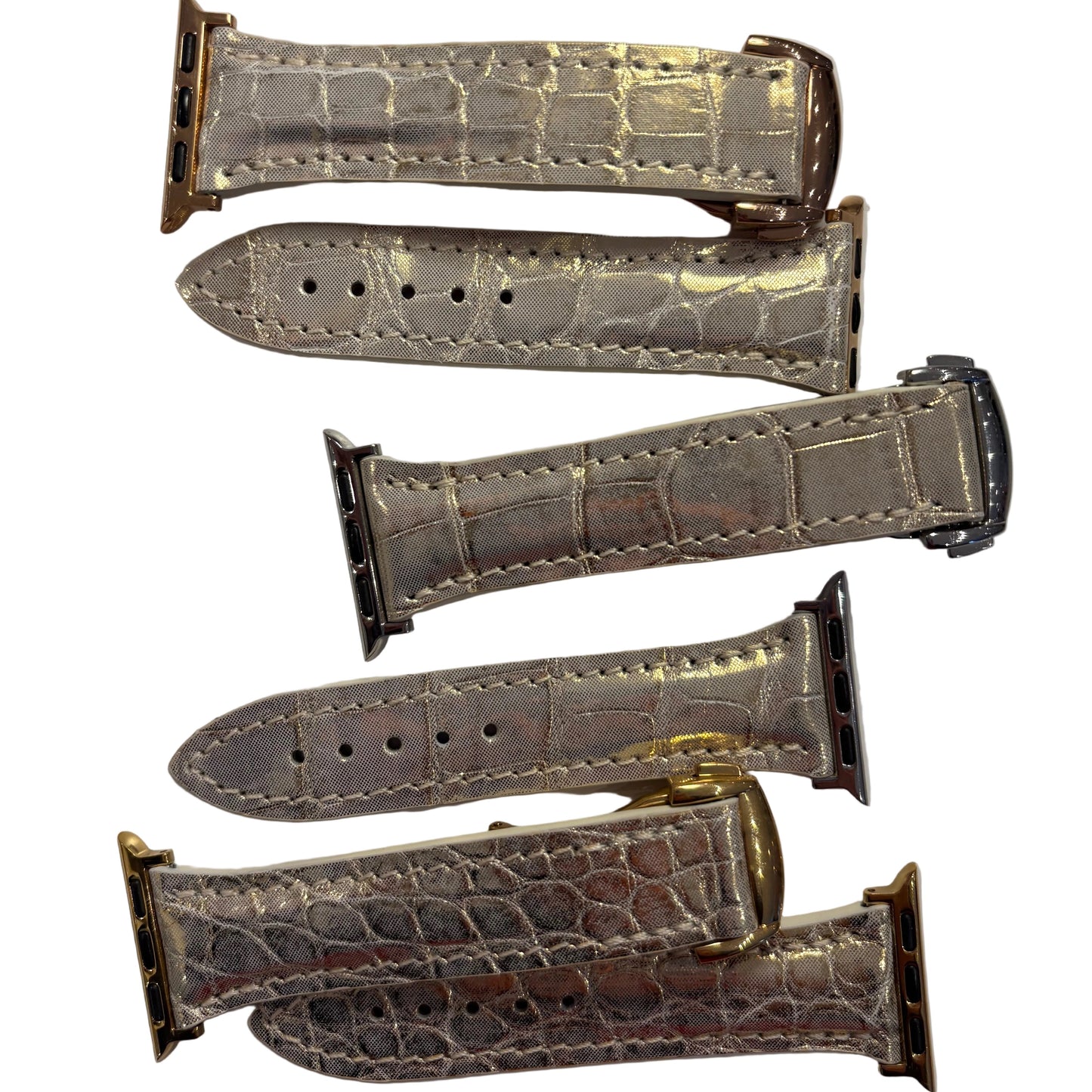 Correa para Apple Watch de Cocodrilo Metálico Dorado