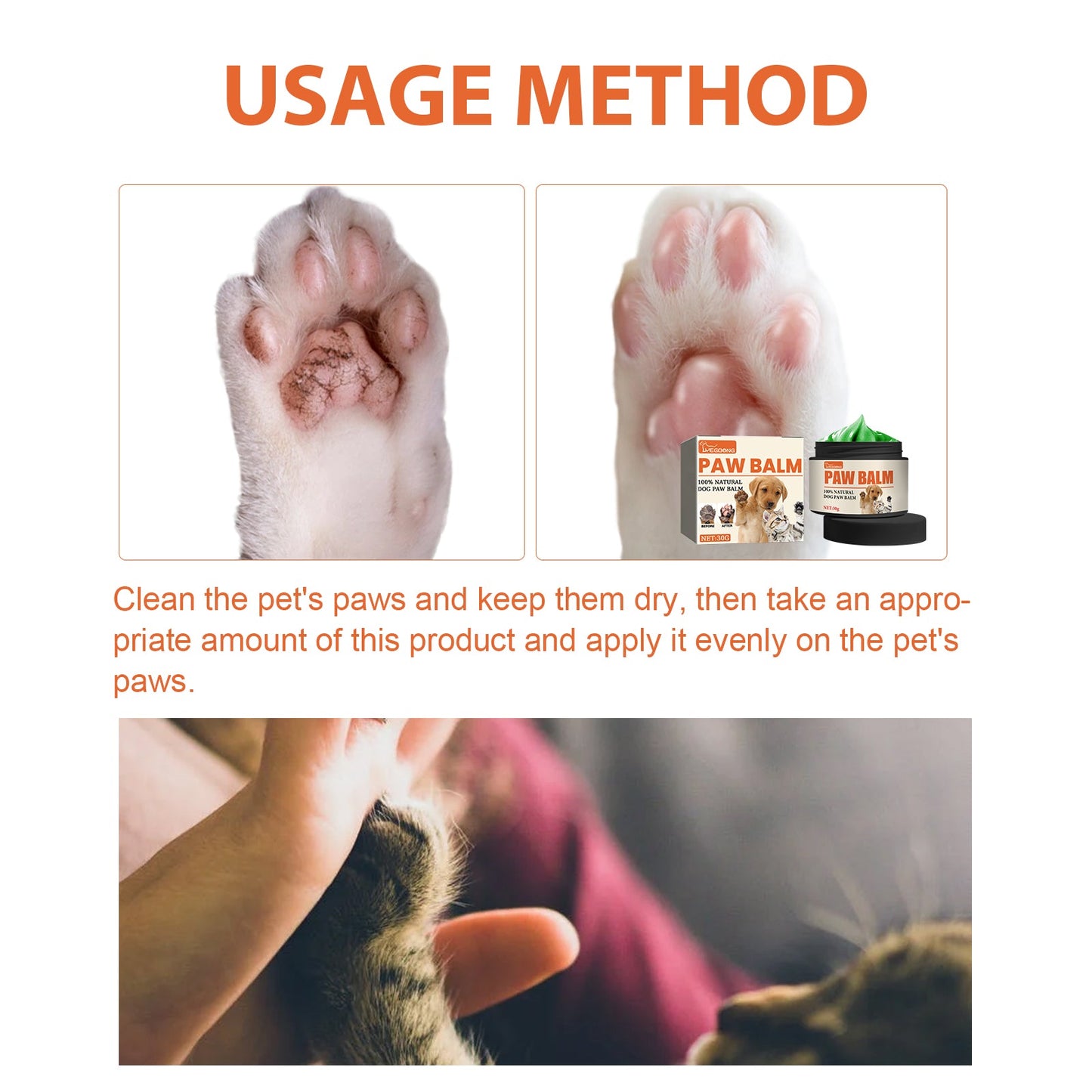 Pet Paw Care Cream, Moisturizing And Anti-Dry Crack Cat And Dog Foot Care Pad Paw Care Cream - Korvel