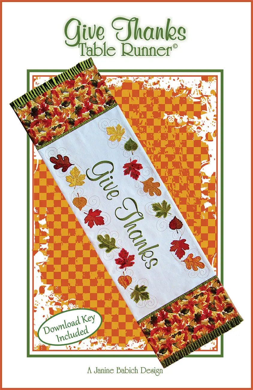 CD Give Thanks Table Runner with Elegant Embroidery