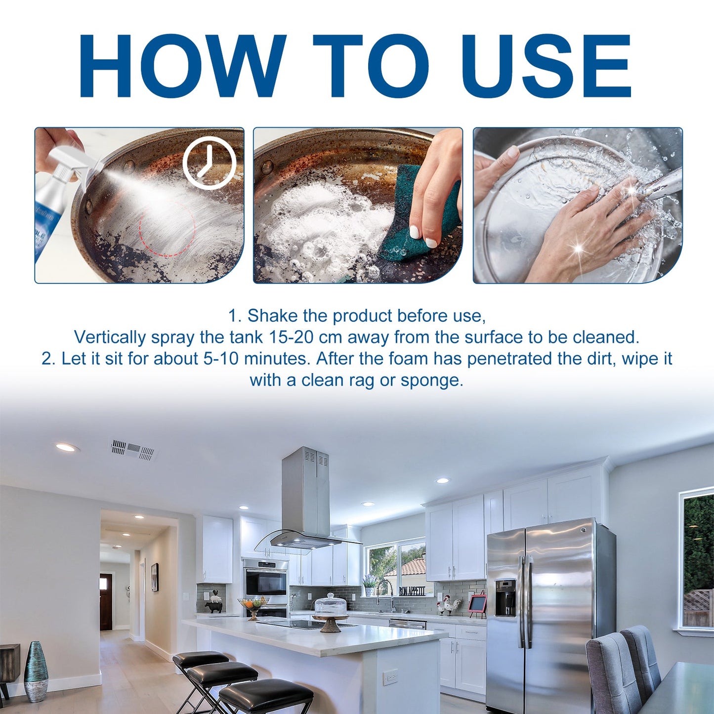 Multi-Purpose Household Foam Cleaner Set, Kitchen Stove Tile Heavy Grease Cleaning - Korvel