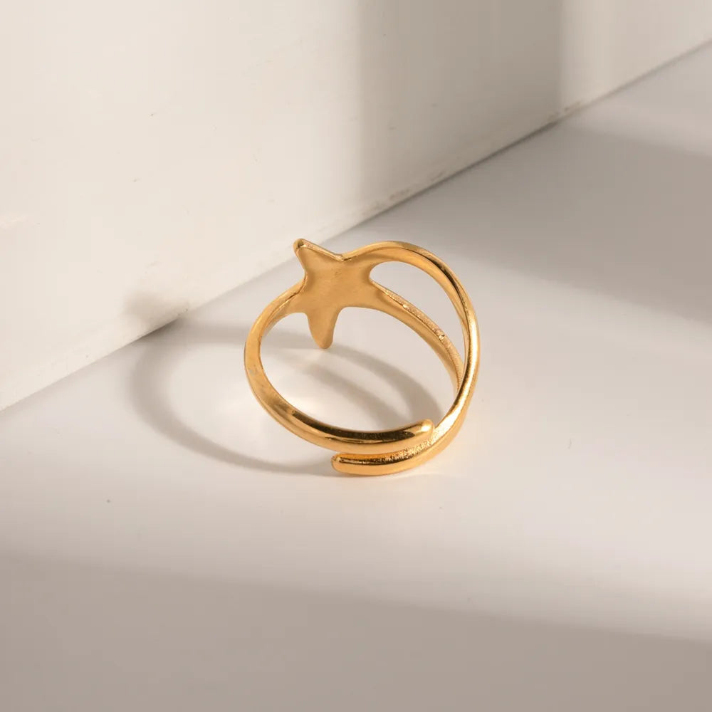 Gold-Plated Stainless Steel Star Ring - Korvel