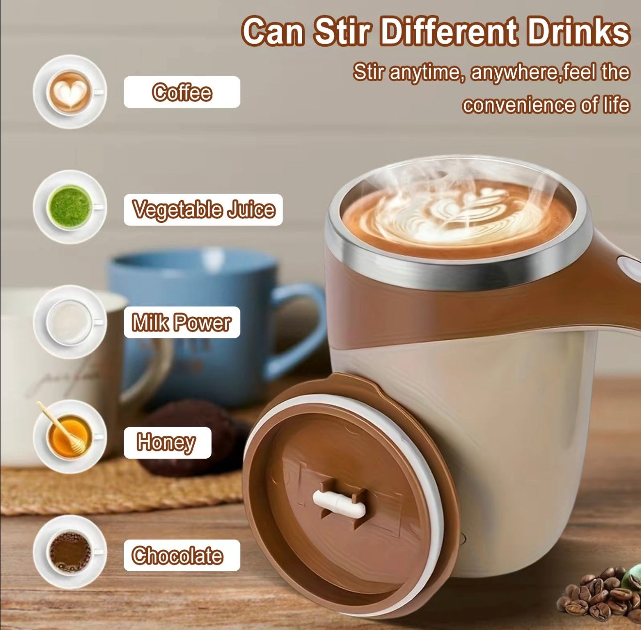 MagniMix Mug Thermique - Tasse Auto-Mélangeante Pratique