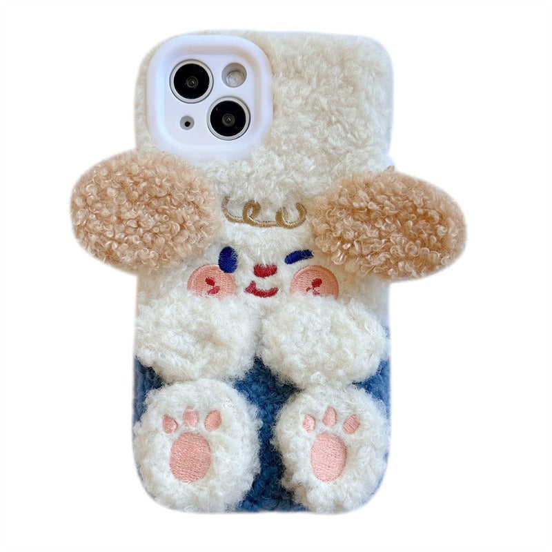 Winter Cute Plush Dog iPhone 14 Promax for 11/12 Apple 13 Phone Case XR Female XS Soft Cover - Korvel