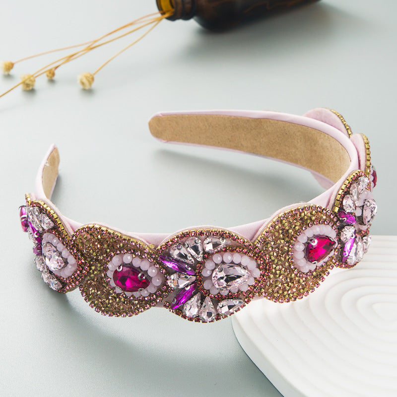 Hair Hoop Fashion Retro Baroque Crystal Head Hoop Korean High-End Hair Accessories Korean Version Of The Hair Cave - Korvel