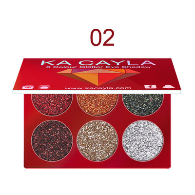 Paleta de Sombra de Ojos con Diamantes de Lentejuelas KA CAYLA de 6 Colores