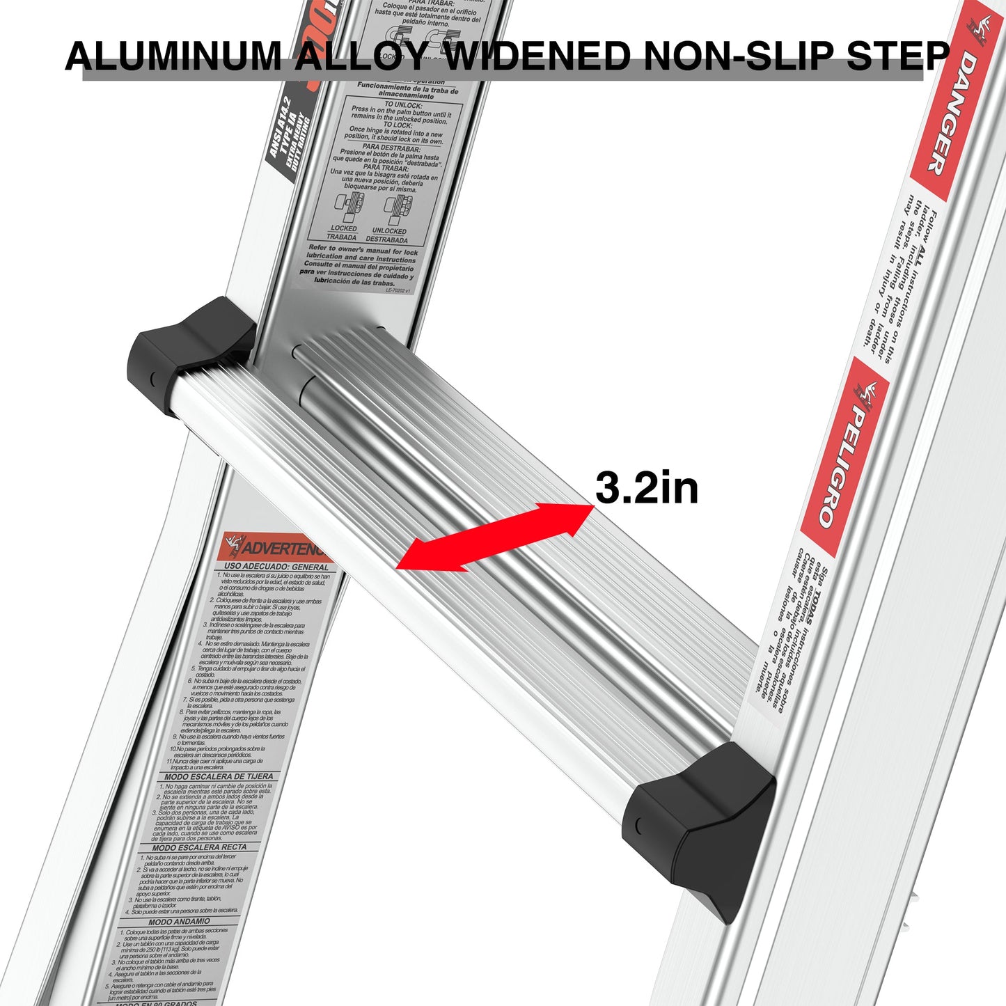 Aluminum Multi-Position Ladder with Wheels - 22 FT, 300 lbs Capacity