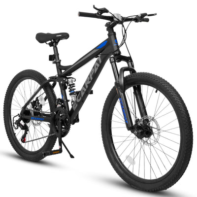 A2660 Ecarpat Mountain Bike 26 inch Wheel Carbon Steel Frame Disc Brake Thumb Shift Front Fork Rear Shock Absorber Bicycle - Korvel