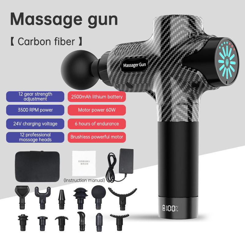 24V Lcd Touch Adjustment 12 Gears Lcd Screen Sports Muscle Deep Tissu Fascia Mini Massage Gun With Lcd Display - Korvel