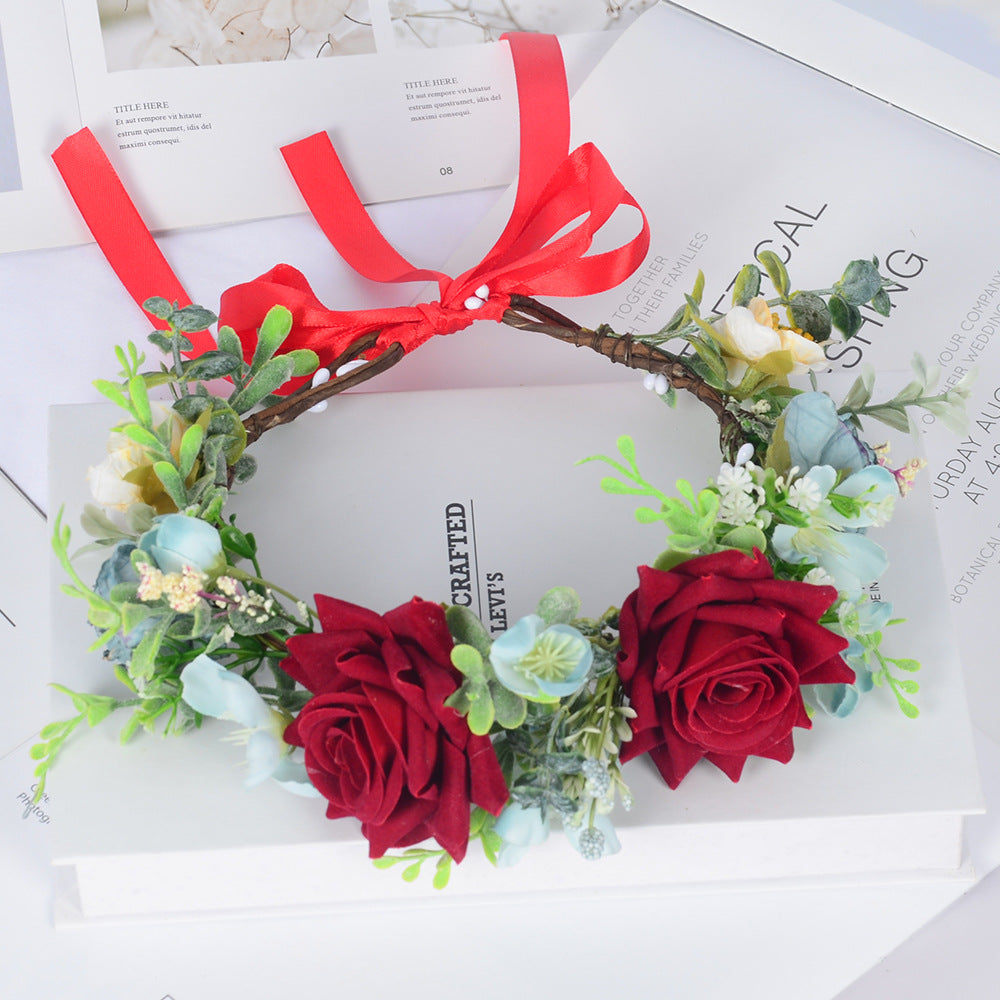 Simulated flower headdress tourist vacation princess flower fairy performance dance hair accessory female - Korvel