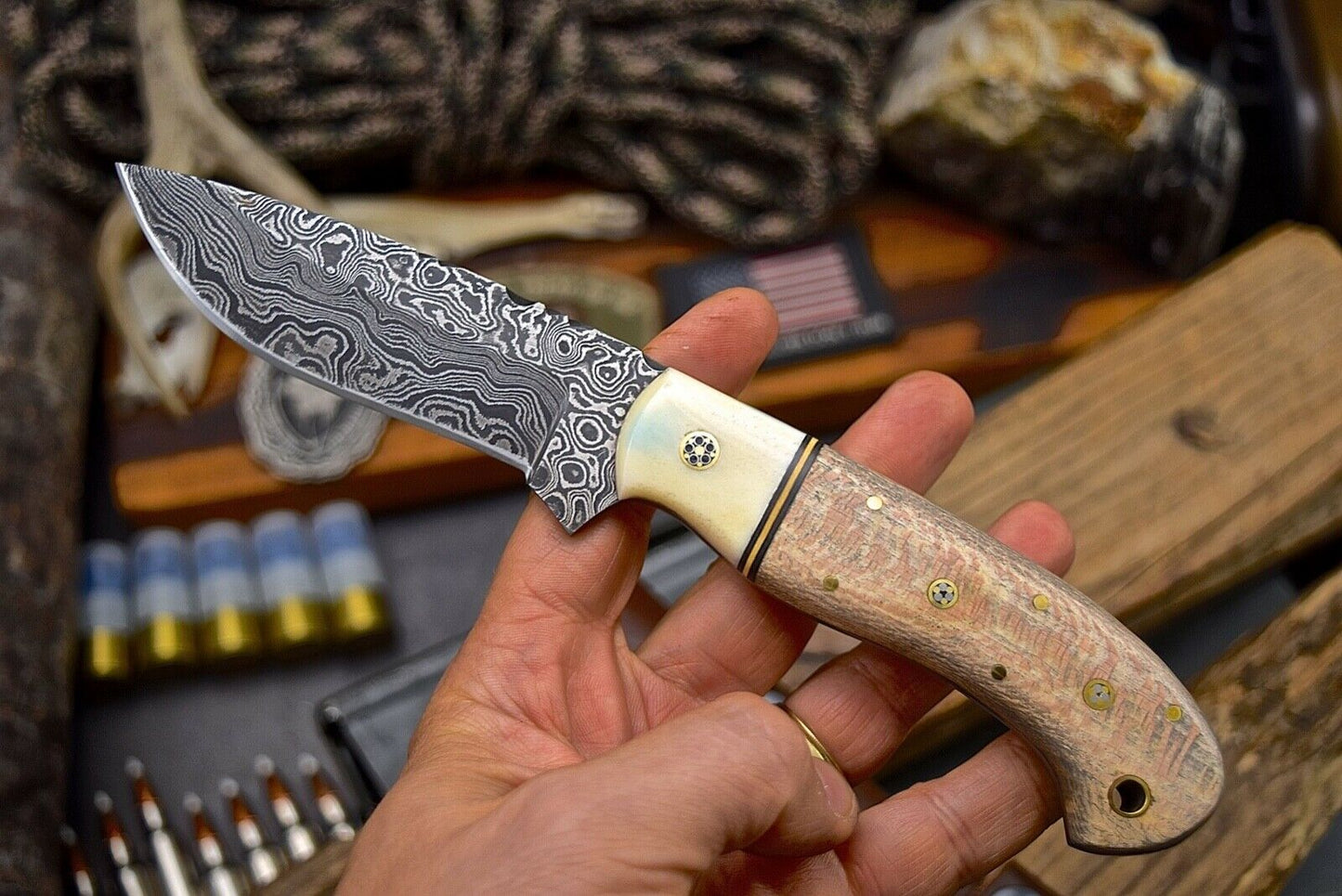 Premium Damascus Steel Hunting and Skinning Knife - Korvel