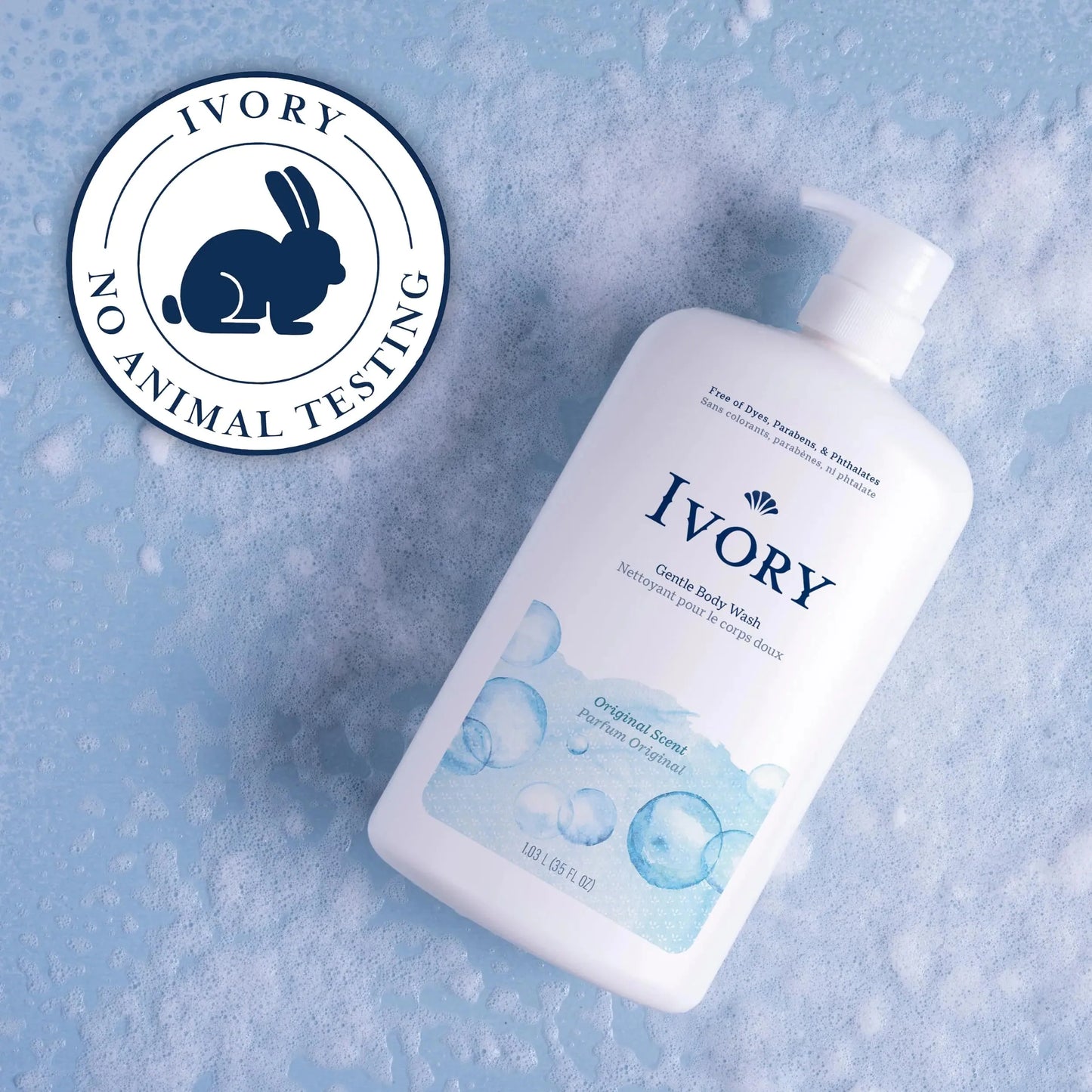 Jabón Corporal Suave Ivory - Agradable para la Familia, Aroma Original, 35 oz