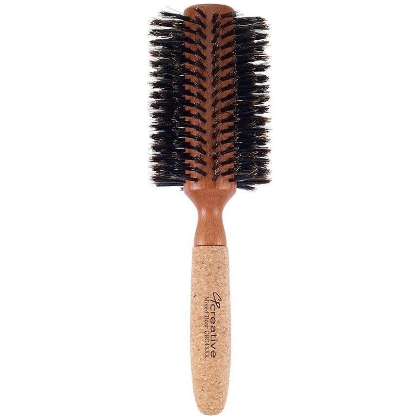 Brosse ronde en poils de sanglier et en liège en bouleau écologique