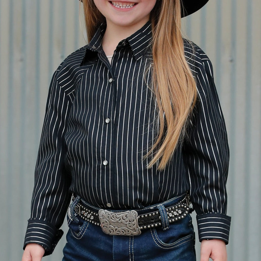 Chic Black and White Striped Pearl Snap Shirt for Girls | Cruel Girl - Korvel
