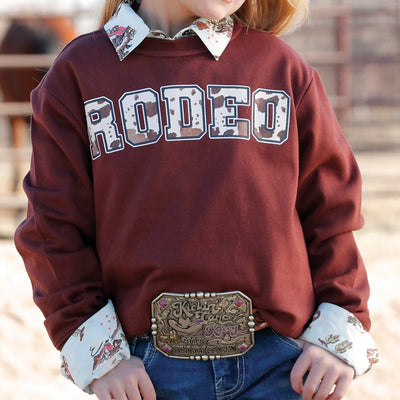 Cow Print Rodeo Crewneck Sweatshirt for Kids | Cruel Girl - Korvel