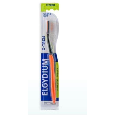 Brosse à dents douce Elgydium X-TREM pour adolescents - Orange/Noir